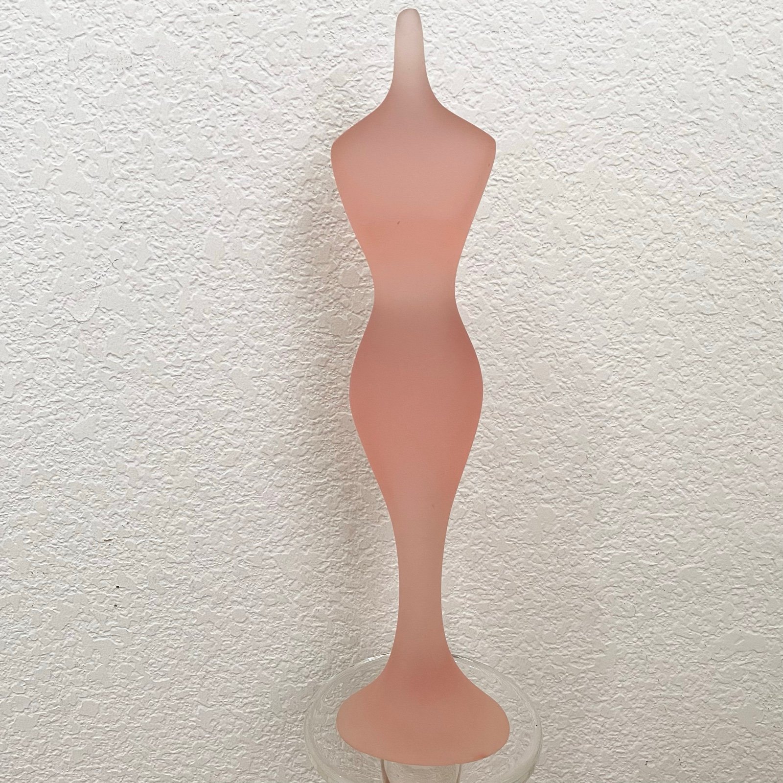 Rare Vintage Pink Frosted Matte Lucite? Body Form Art Deco 13” Sculpture Figure