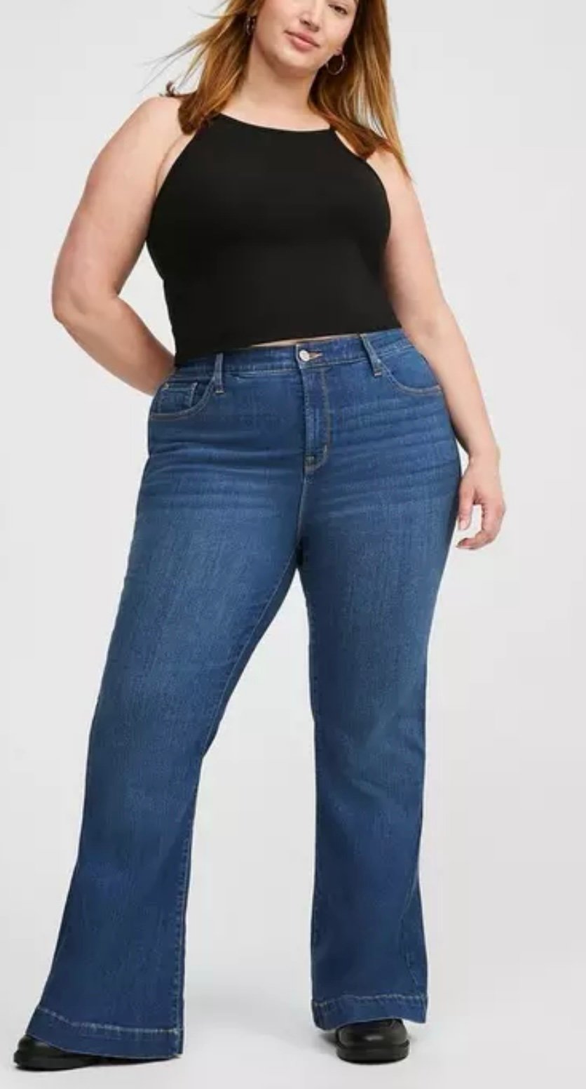 NWT Torrid sky high flare premium stretch high-rise jeans size 24 tall
