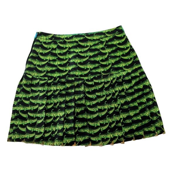 NWT H&M x Versace Palm Pleated Mini in Crocodile Palm Print Silk A-Line Skirt 6