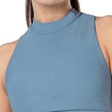 Kyodan Women’s Ribbed Sports Bra High Neck Padded Full Coverage Crop Tank Top