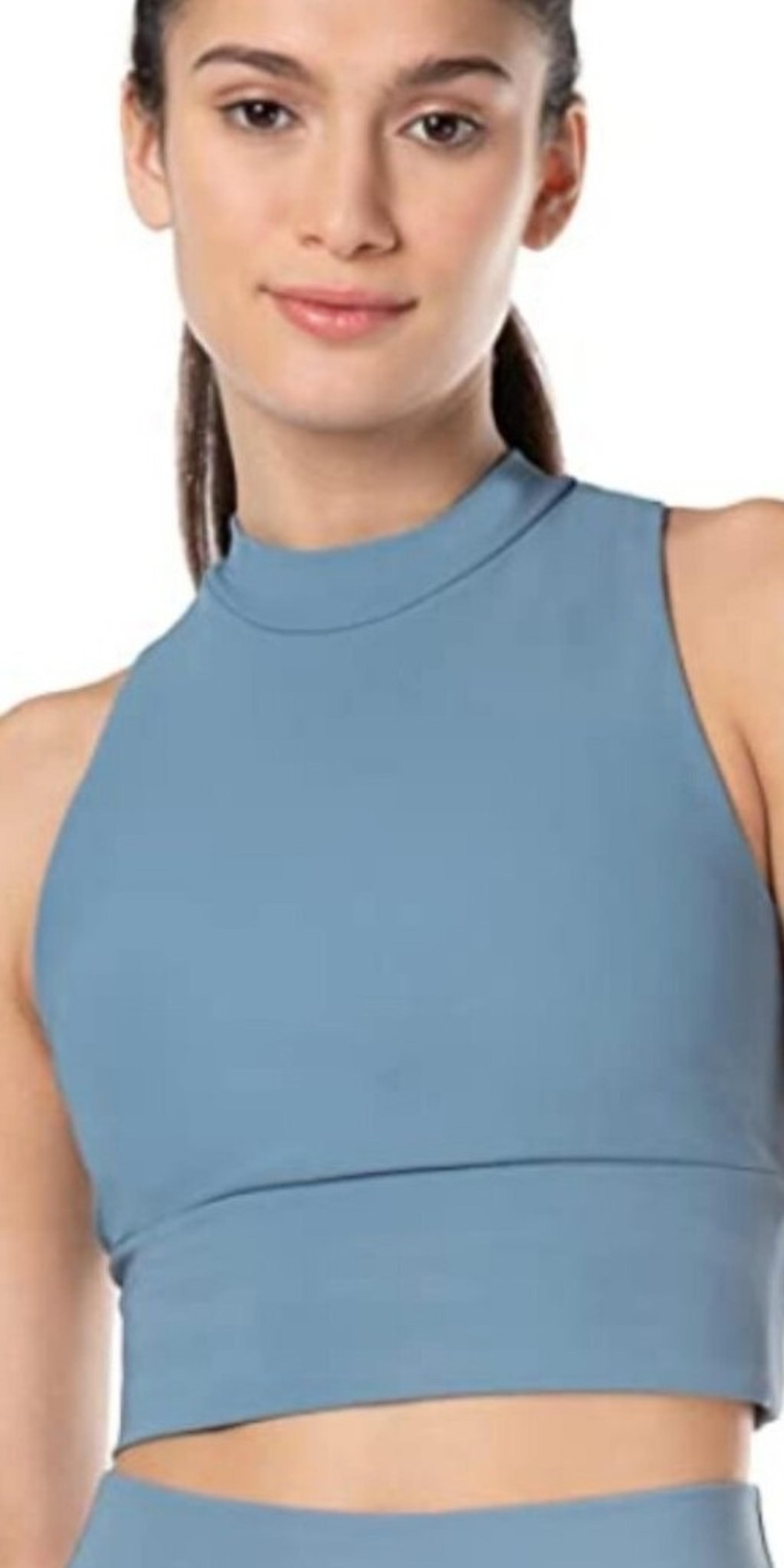 Kyodan Women’s Ribbed Sports Bra High Neck Padded Full Coverage Crop Tank Top