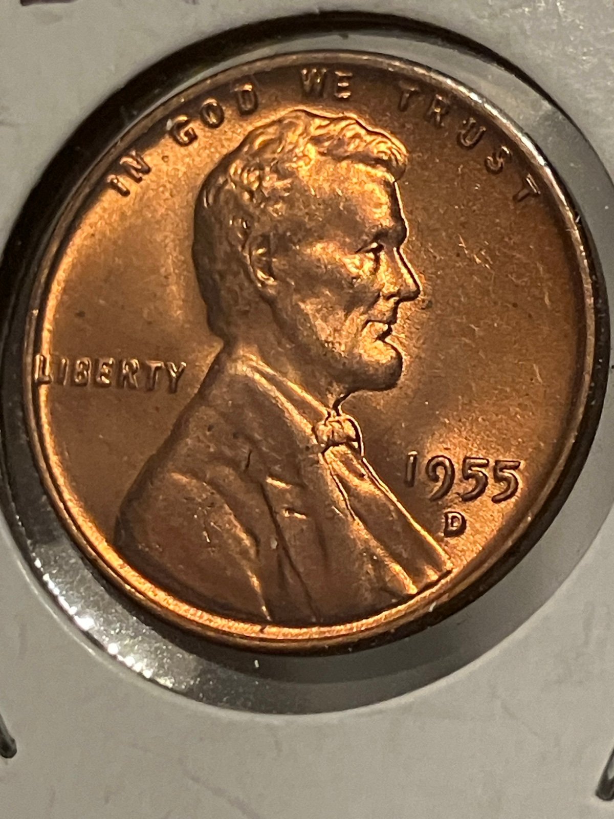 1955 D wheat Lincoln cent penny AU beautiful RD rare high grade potential!