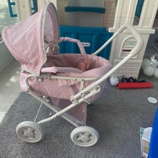 Buggy-Style Baby Doll Stroller with Retractable Canopy, Storage Underneath,