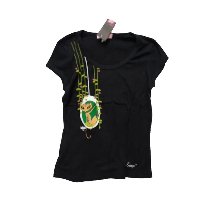 Vintage French Kitty by Mighty Fine Womens Top, Vines, Hello Swinger, Large