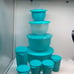 Tupperware Set of 4 Bowl & Jug 4 Tumbler Turquoise