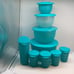 Tupperware Set of 4 Bowl & Jug 4 Tumbler Turquoise