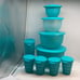 Tupperware Set of 4 Bowl & Jug 4 Tumbler Turquoise