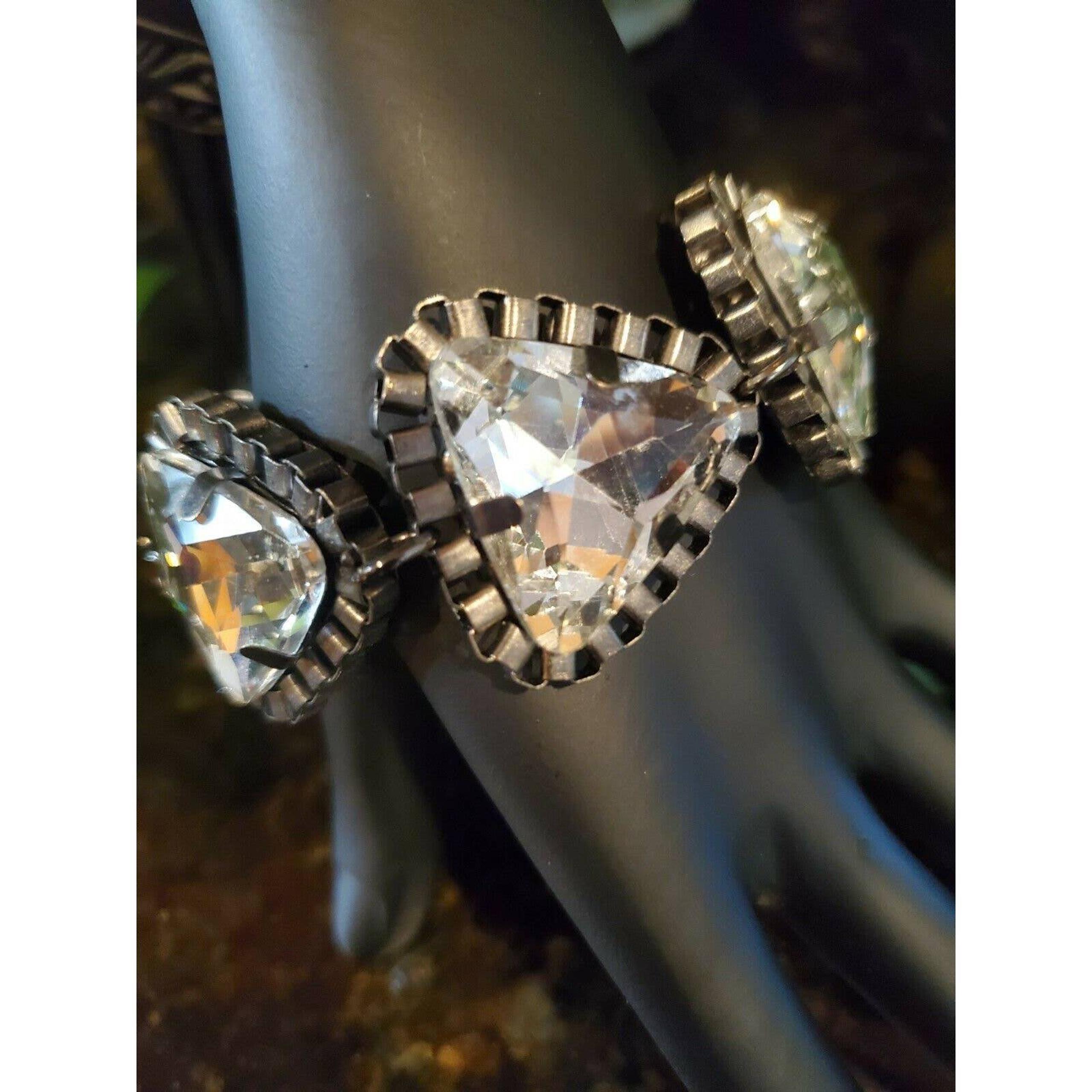 Traci Lynn Charm Bracelet Rhinestones 8"