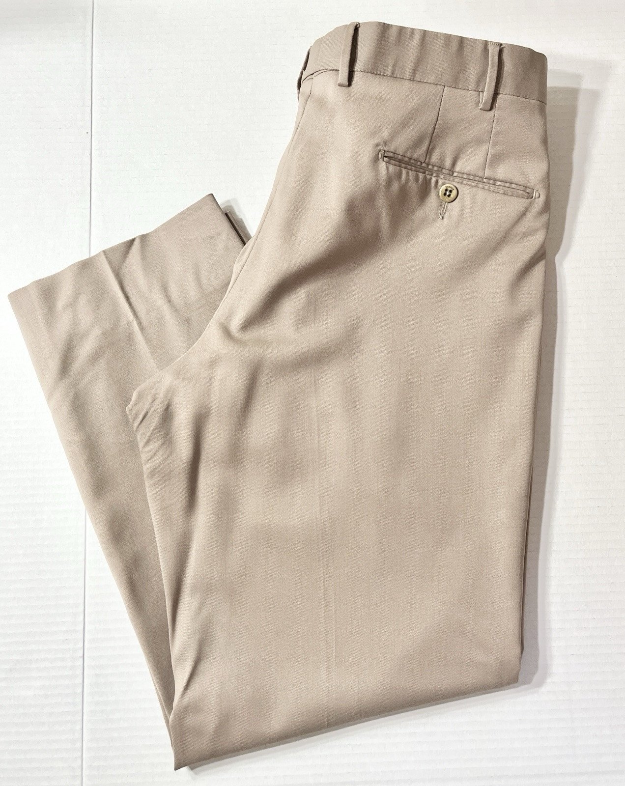 Zanella Men’s Dress Pants 34 Tan Beige Made In Italy Wool Luxury Light Academi