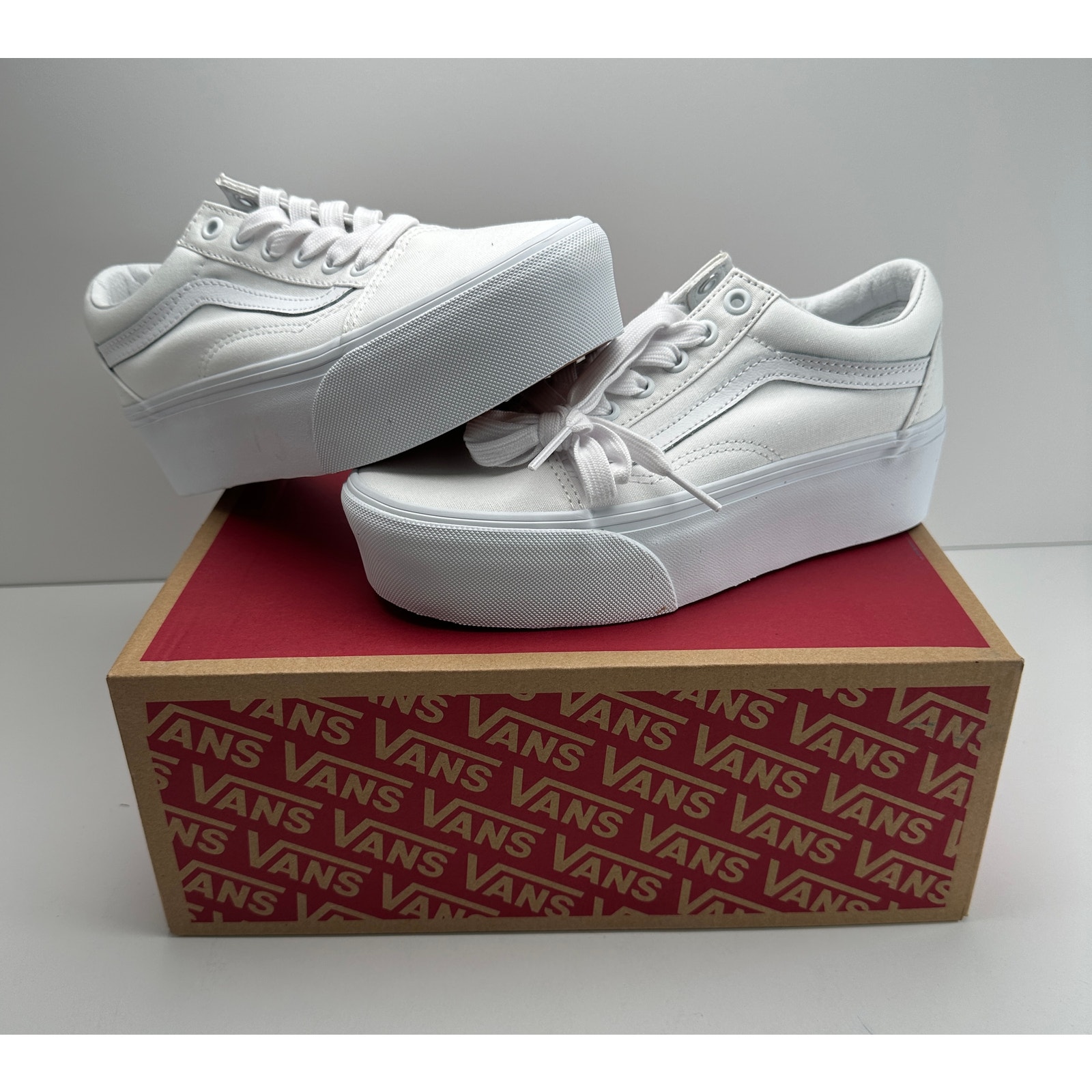 VANS MEN'S OLD SKOOL STACKFORM TRUE WHITE SIZE M5.5 W7 NIB #22S
