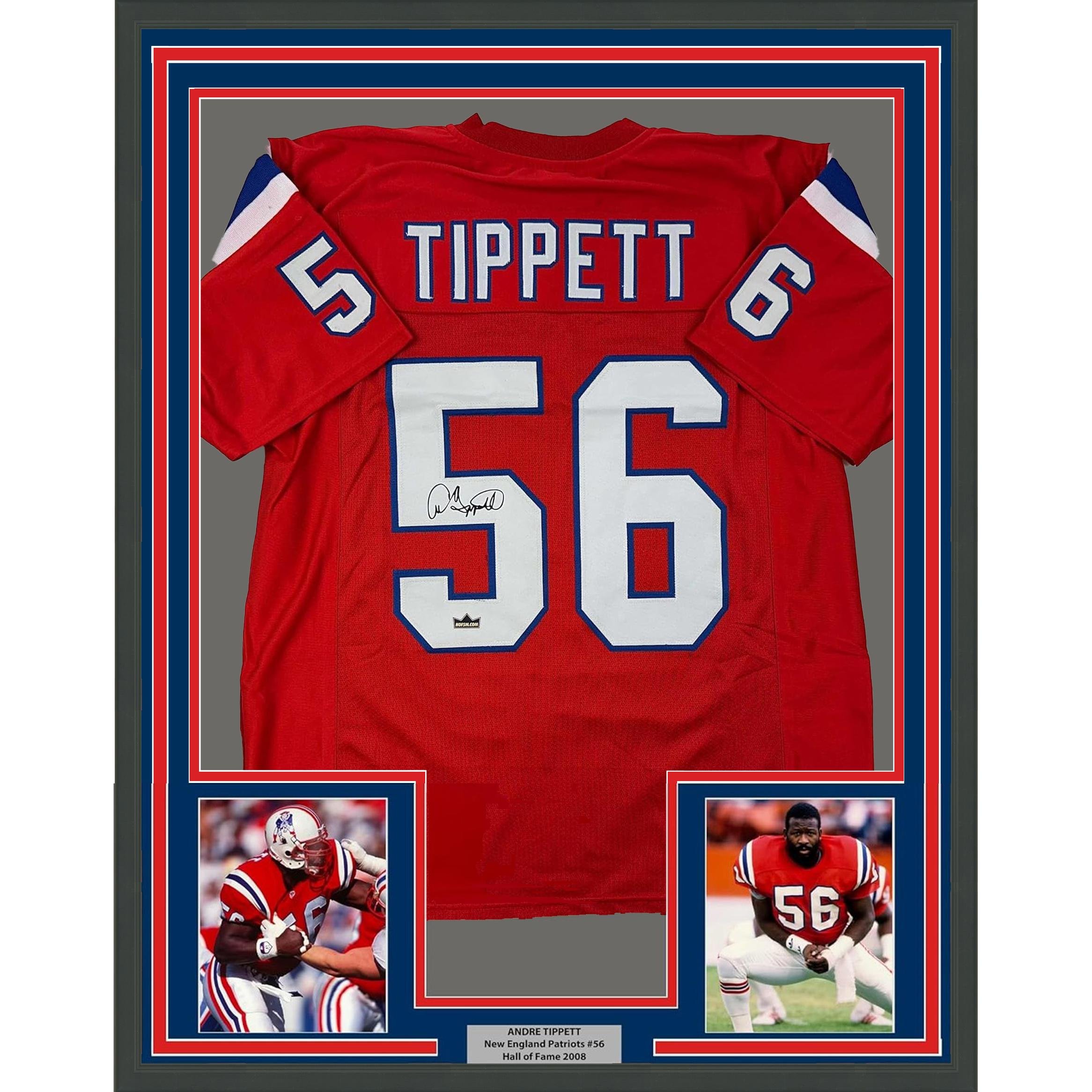 Framed Facsimile Autographed Andre Tippett 35x39 New England Red Auto Jersey