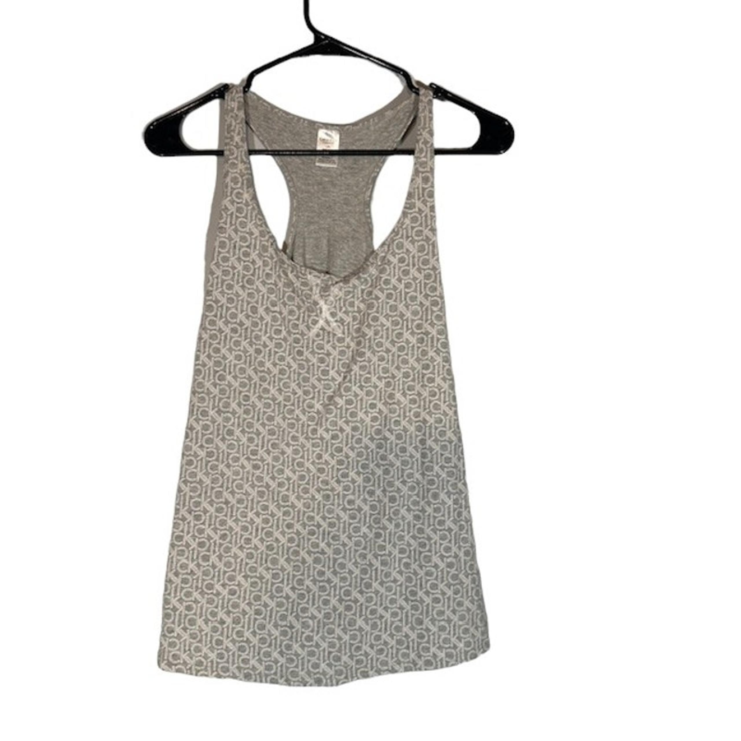 Calvin Klein Gray CK Logo Racerback Lounge Sleepwear Tank Top Women Sz L