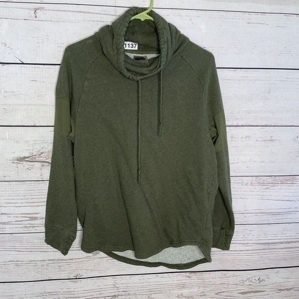Gymshark Women's Army Green/Khaki Mock Slouch Vented Mesh Hoodie Size S