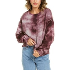Michael Stars Ezra Cropped Pullover Tie Dye-Purple