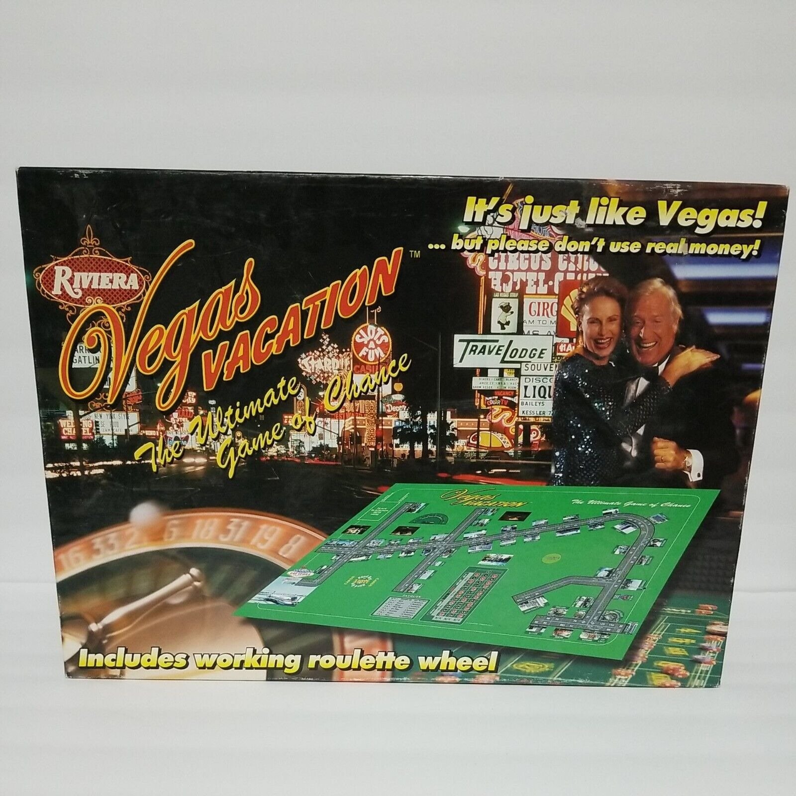 Vintage Vegas Vacation Board Game w/ Roulette Wheel Camelot Games READ