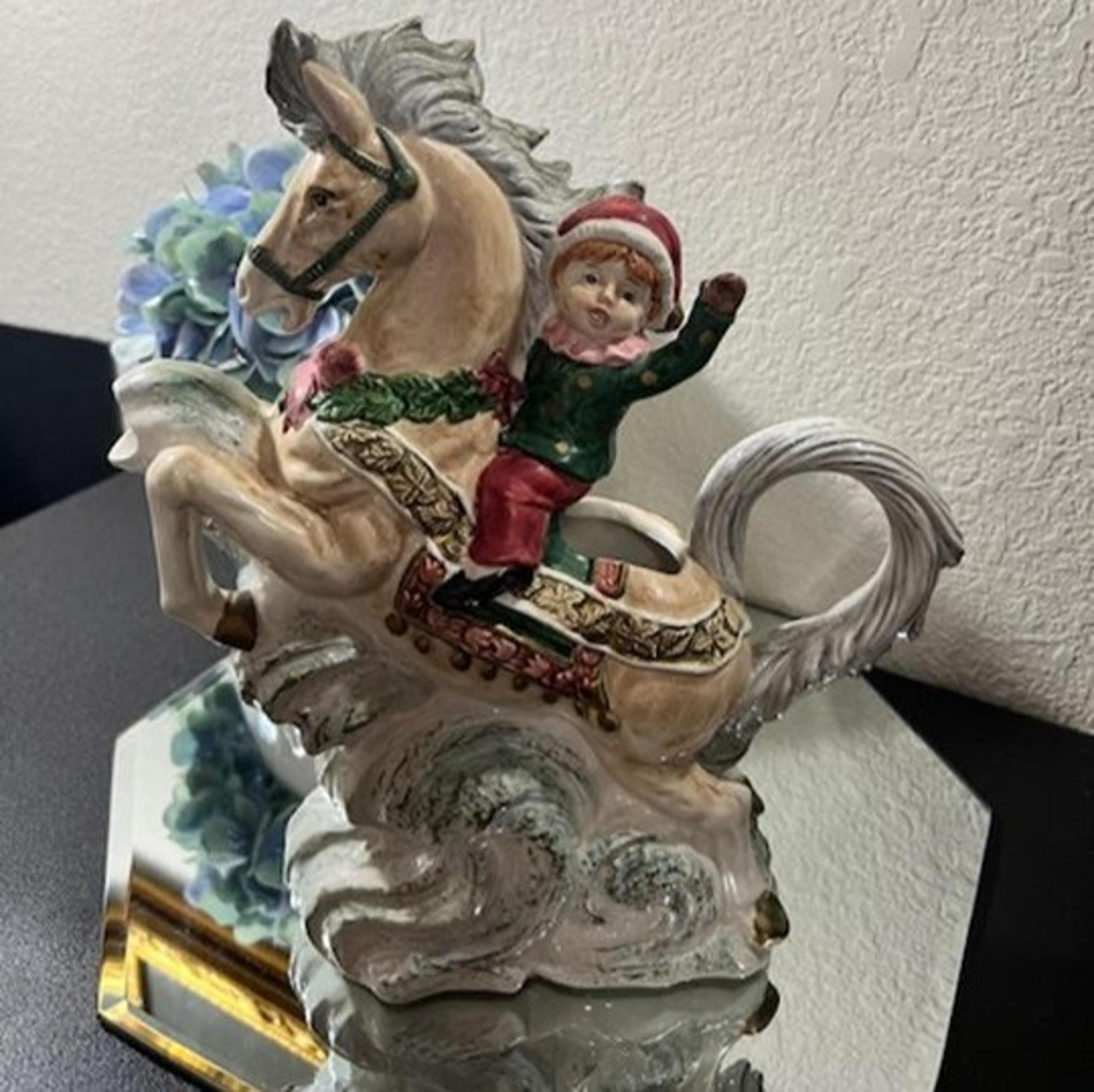 Fitz and Floyd Omnibus Christmas Horse Water Pitcher