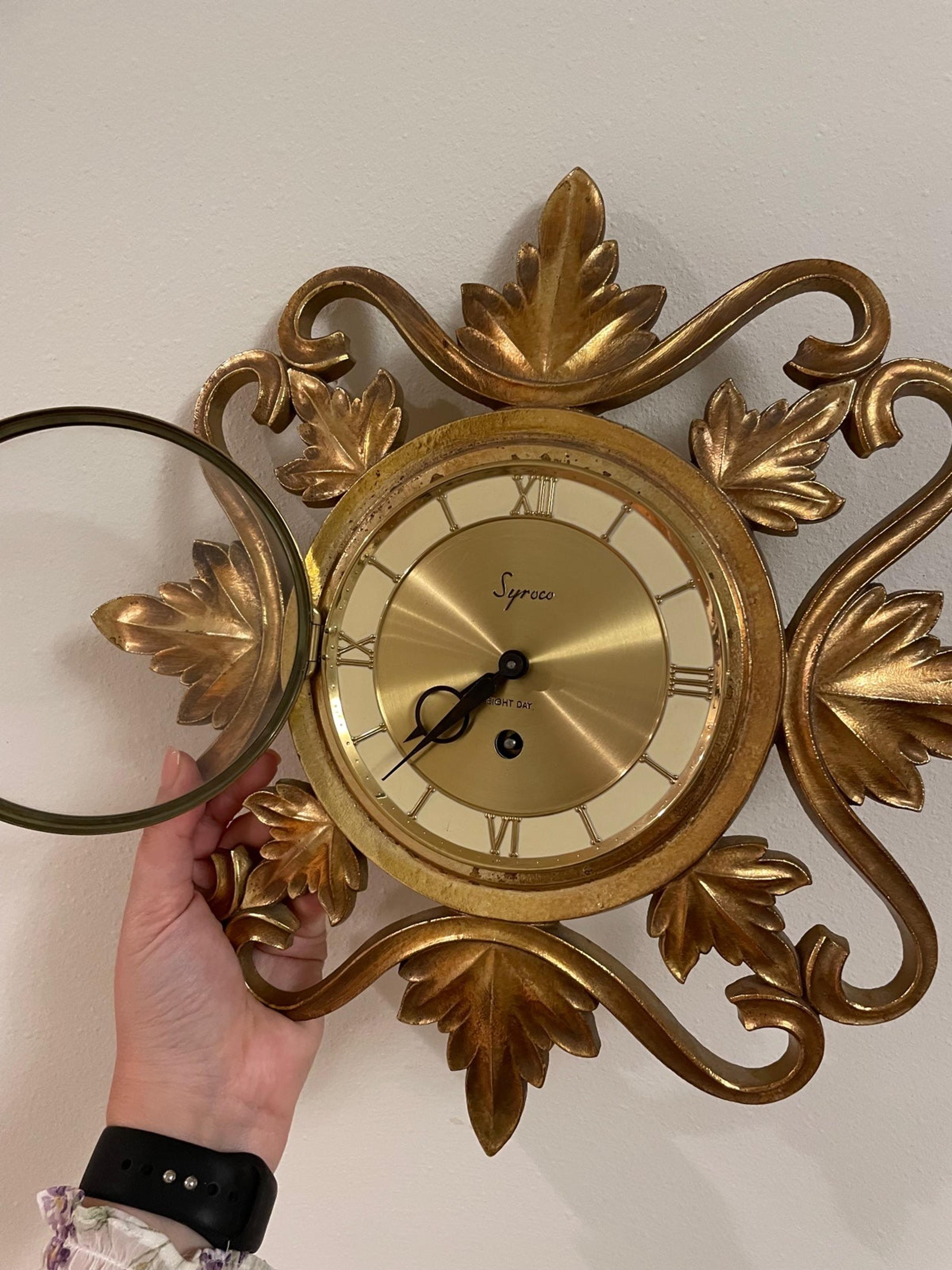 Syroco Eight Day Vintage Gold Clock