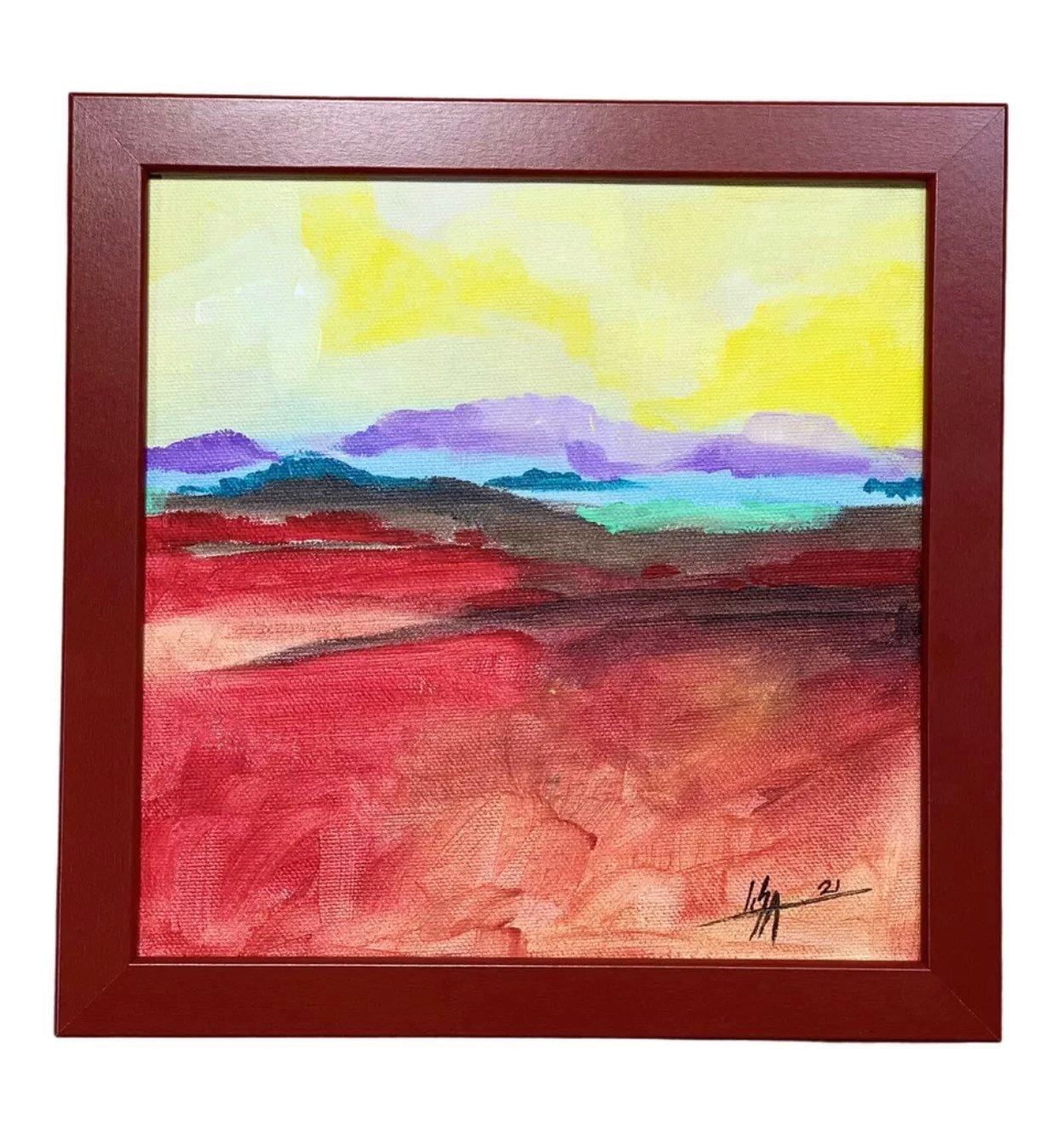 PAINTING ORIGINAL ACRYLIC ON CANVAS PAD 8.3”X 8.3”(FRAME INCLUDED) by LISA.