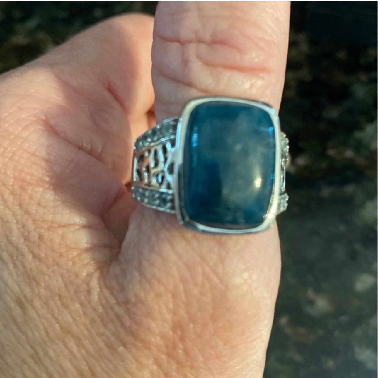 New BG Jewelry Opaque Apatite Sterling Silver Platinum Ring Size 9