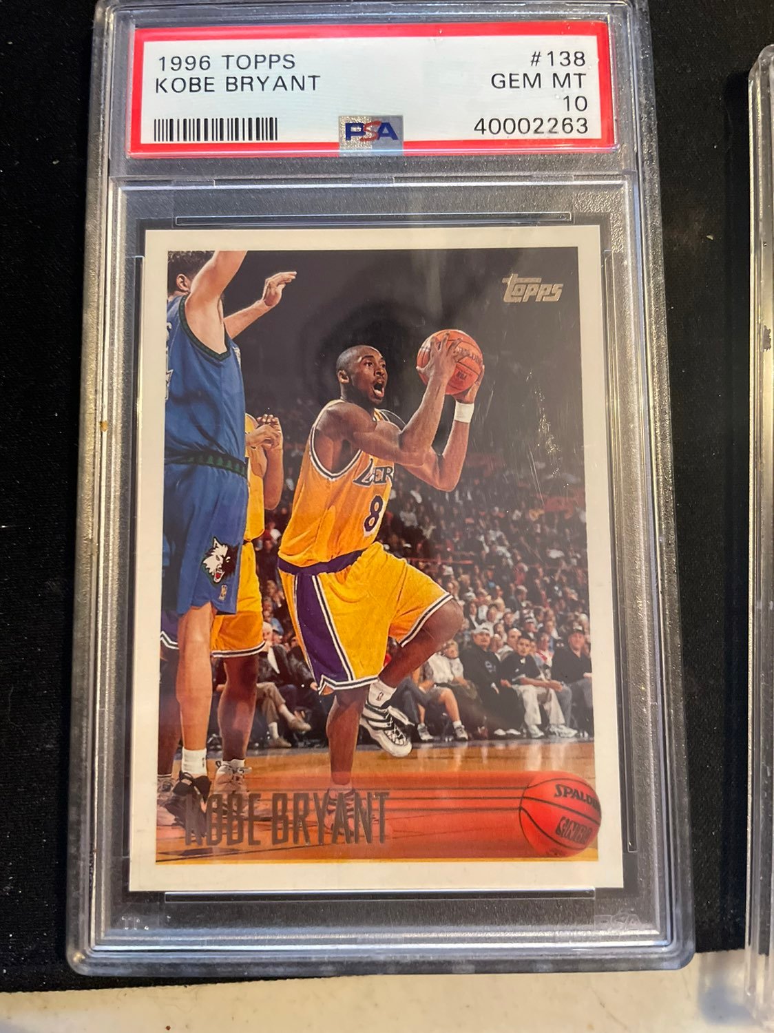 Kobe Bryant 1996 Topps Rookie Card #138. PSA graded a oerfect Gem 10 MINT HOT.