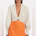 Auteur / harri silk button long sleeve ivory blouse top XL