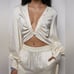 Auteur / harri silk button long sleeve ivory blouse top XL