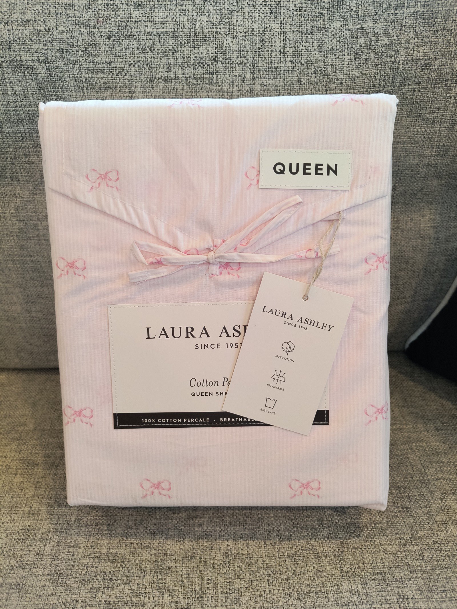 Laura Ashley VIRAL Pink Bow Queen Sheet Set