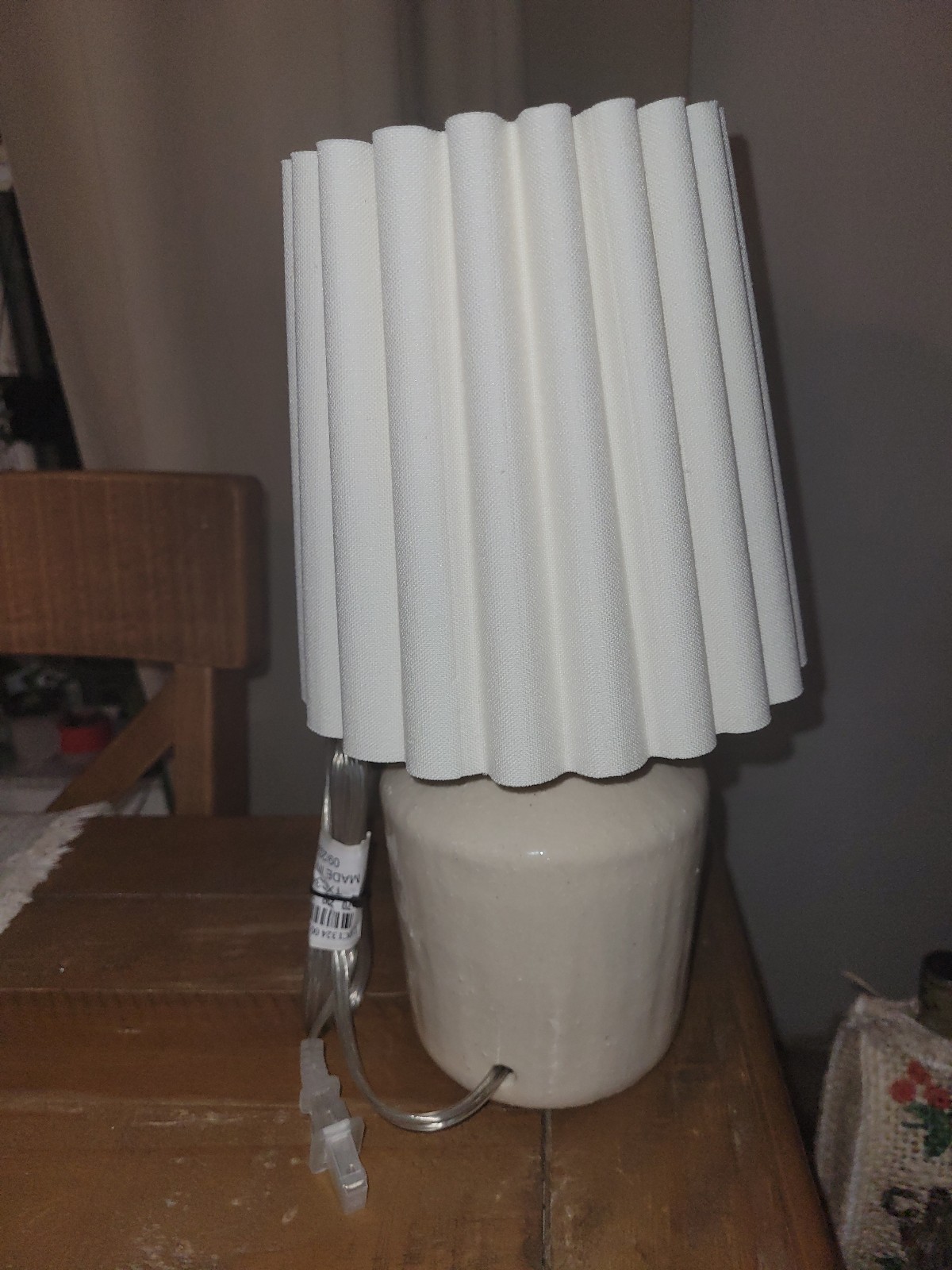 13.5 Rustic Ceramic Mini Kitchen Lamp with Pleated Plaid Shade Hearth & Hand