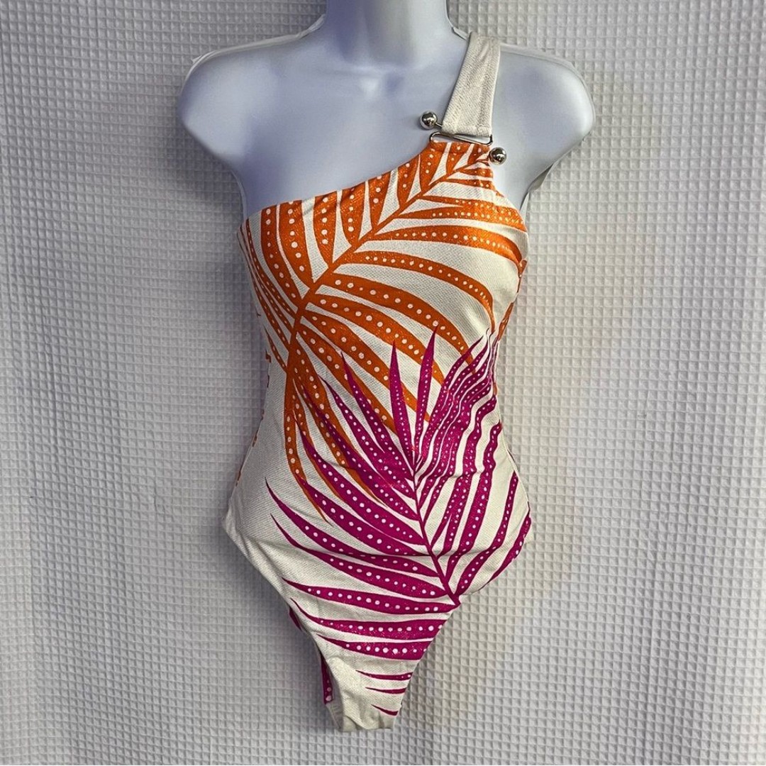 Trina Turk Tropical One-Shoulder Swimsuit size 8 (NWT)