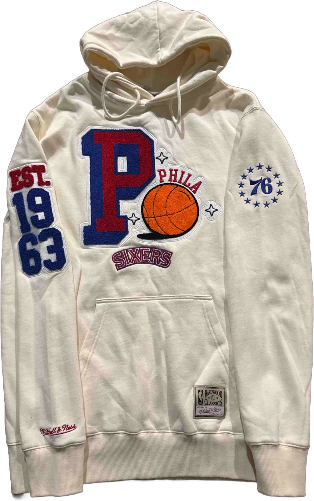 Cream Philadelphia 76ers Sswagger Classic Chenille Pullover Hoodie