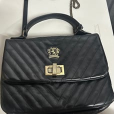 PRATESI FIRENZE MADE IN ITALY LEATHER QUILTED CHAIN STRAP BLACK HANDBAG PURSE