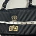 PRATESI FIRENZE MADE IN ITALY LEATHER QUILTED CHAIN STRAP BLACK HANDBAG PURSE