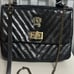 PRATESI FIRENZE MADE IN ITALY LEATHER QUILTED CHAIN STRAP BLACK HANDBAG PURSE