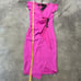 Pinko Dress Womens Sz 2 Fuchsia Gaff Abito Gathered Rhinestone Pin Midi