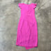 Pinko Dress Womens Sz 2 Fuchsia Gaff Abito Gathered Rhinestone Pin Midi