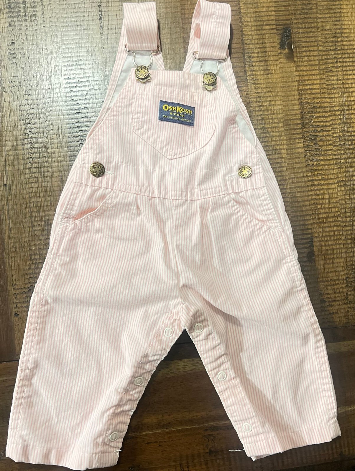 Vintage baby Oshkosh pinstripe pink overalls