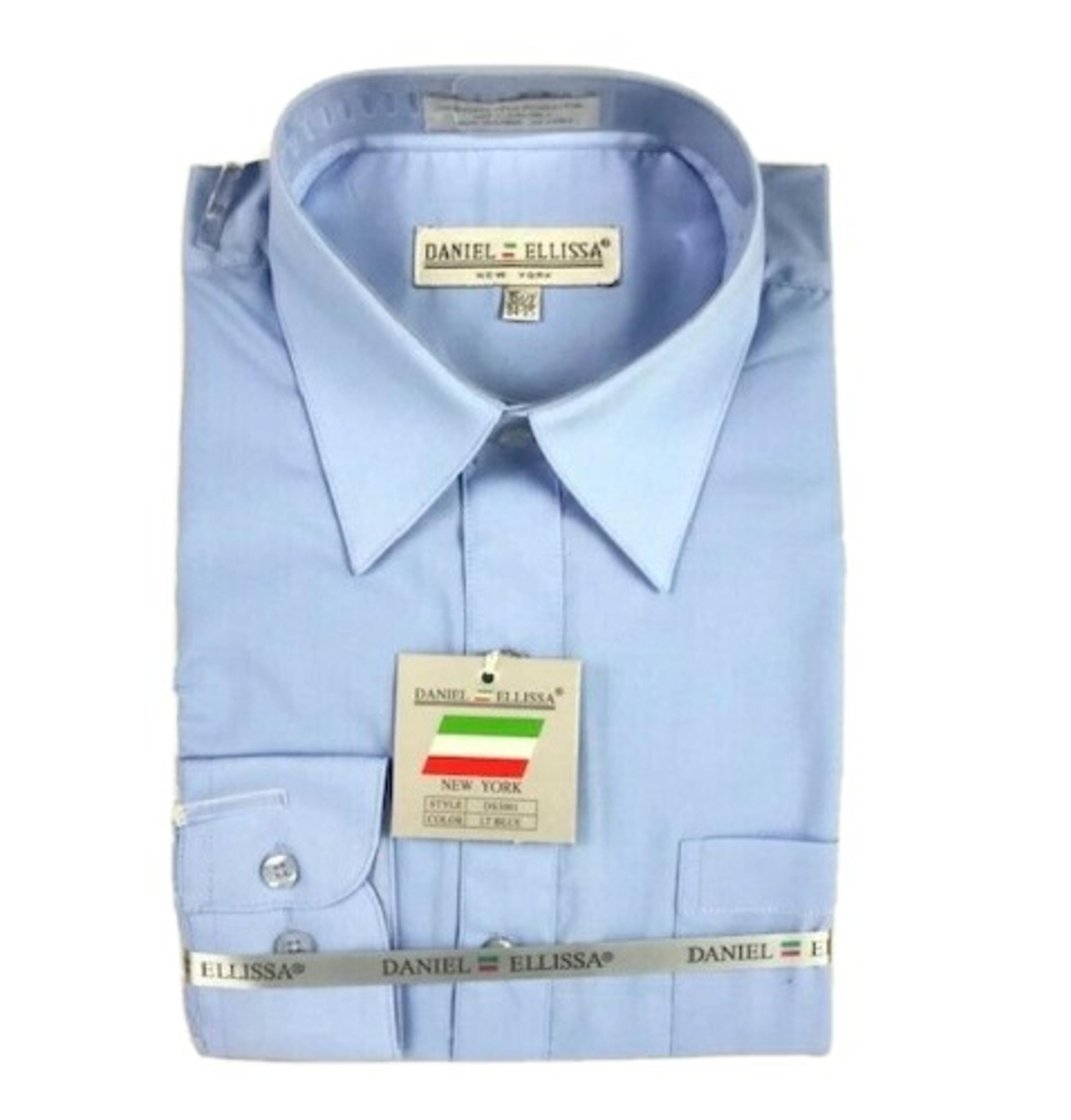 Daniel Ellissa Men's Light Blue Dress Shirt Convertible Cuffs Size 20.5 35/36
