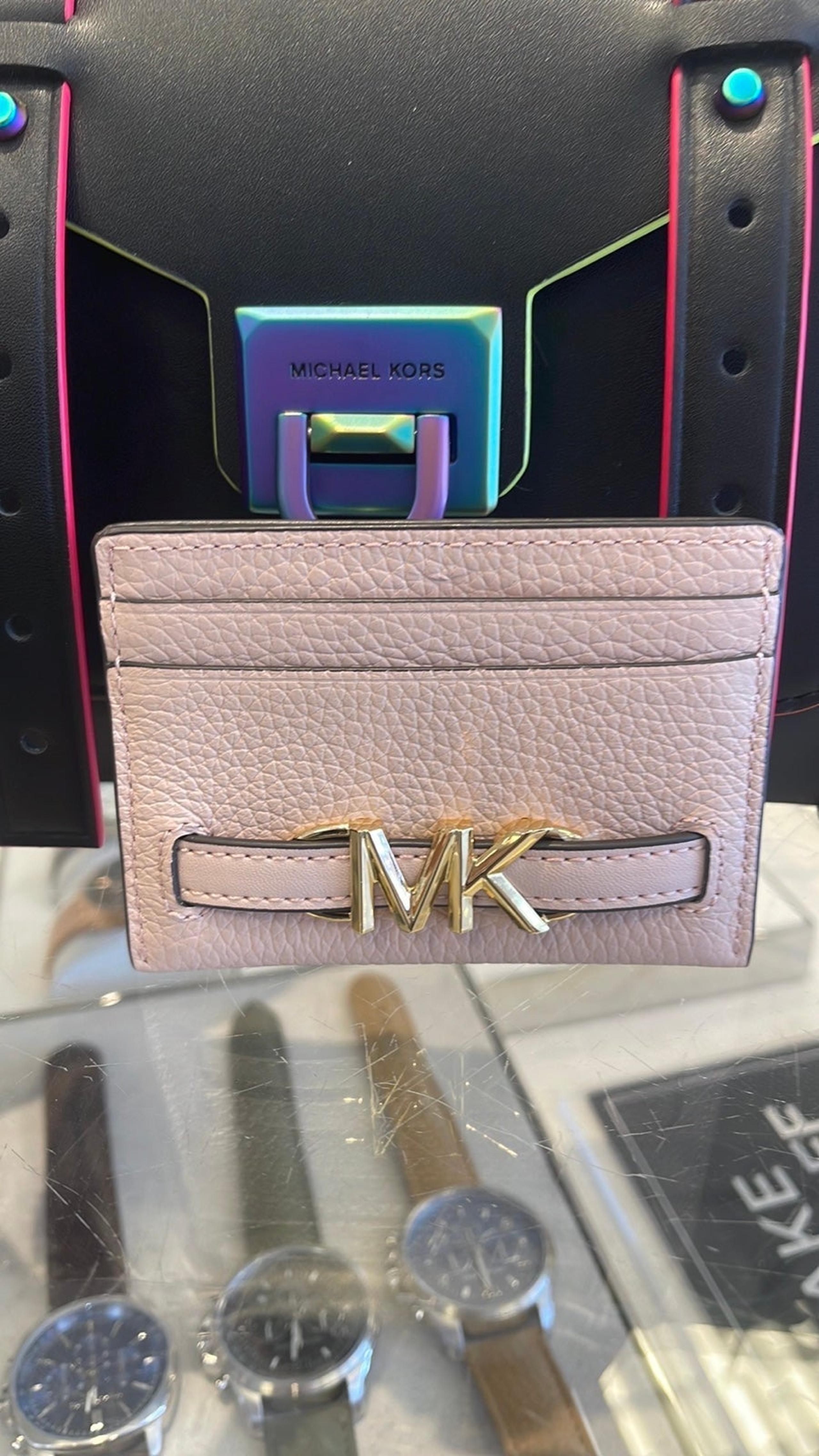 Reed Large Pebbled Leather Card Case COLOR: POWDER BLUSH NWT - Michael Kors