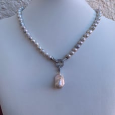 Baroque freshwater pearl necklace gold plated , 18”