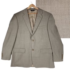 Pronto Uomo 44L Men Sport Coat Tan Beige Super 120s Wool Single Breast Nailhead