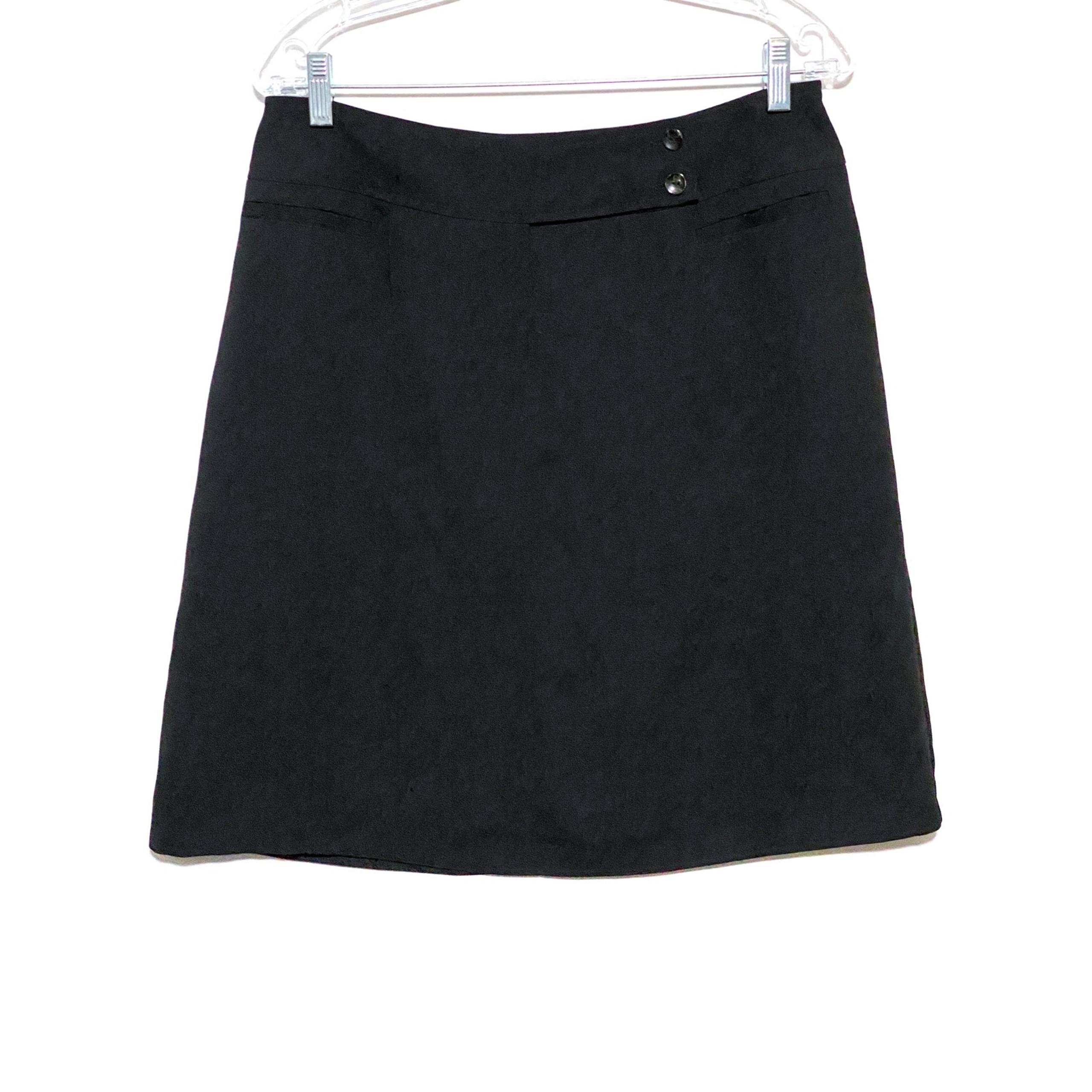 Harve Benard by Benard Holtzman Black A Line Skirt Women 14P 14 Petite Polyester