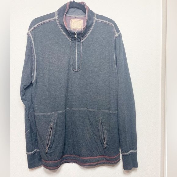 Jeremiah Raw Edge Quarter Zip Black Heather Size Large