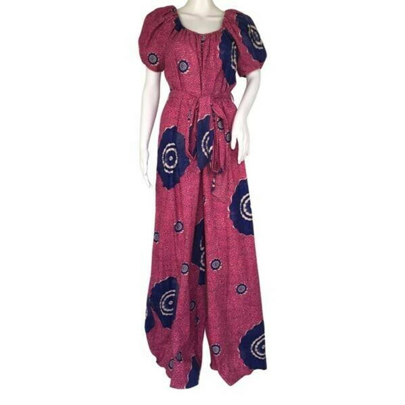 Ulla Johnson Jumpsuit Palazzo Pink Multi Size 4 Elegant Casual Glamorous LO