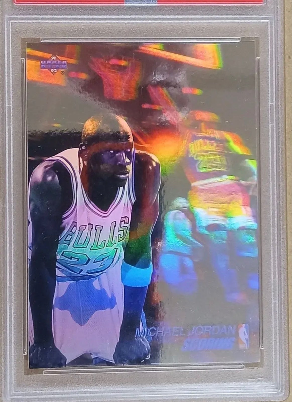 Michael Jordan 1991 Upper Deck Award Winner Hologram Basketball Card #AW1 PSA 8