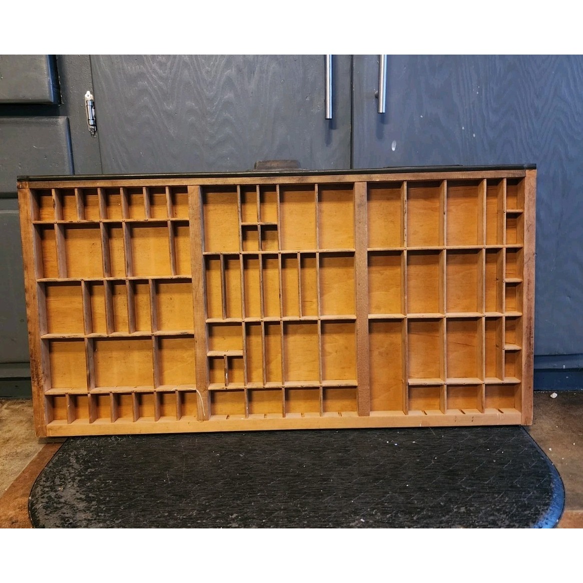 Vintage Solid Wood Printers Tray Shadowbox Trinket Shelf, Wall Mounted 32 ×17
