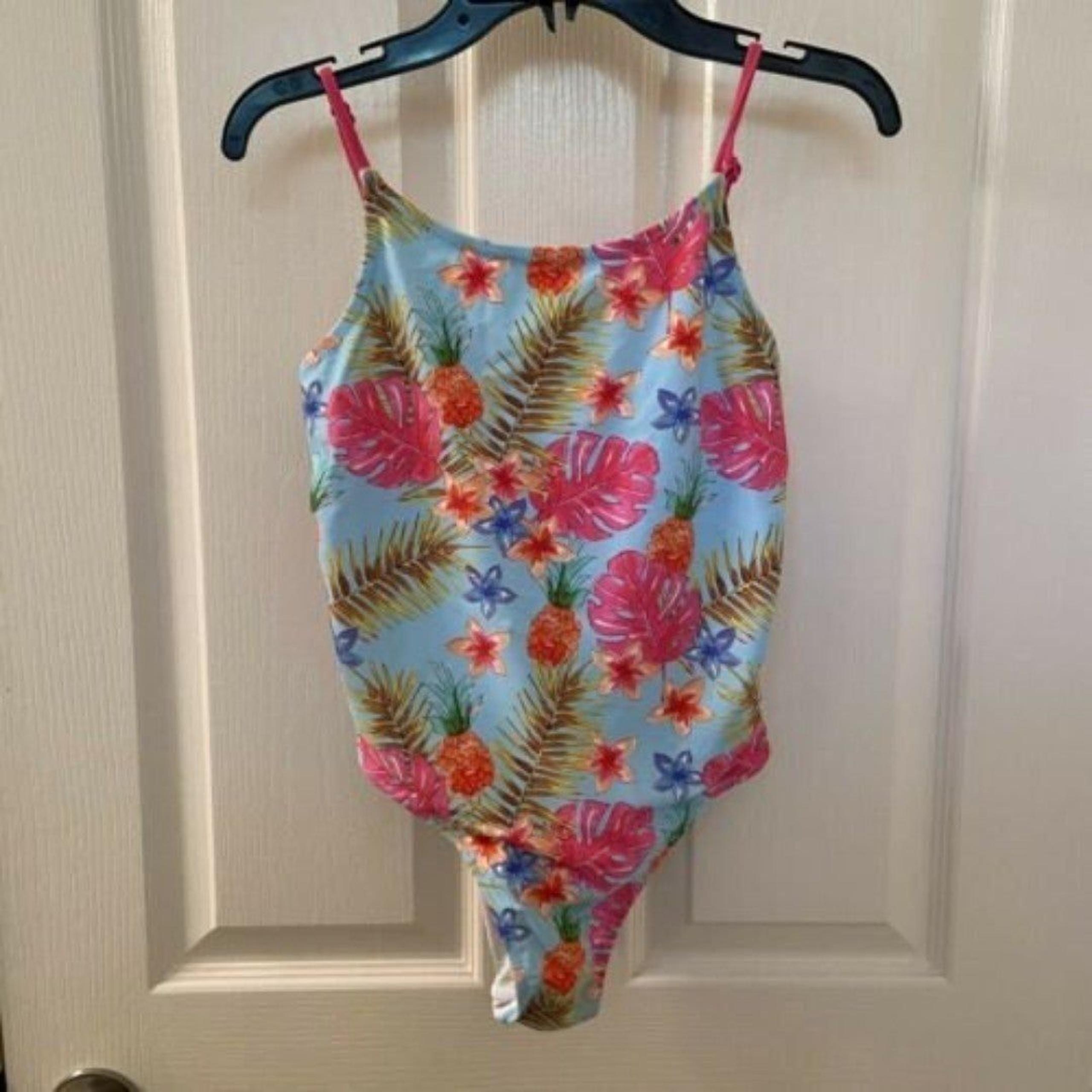 Zara Kids Tropical One Piece Swimsuit Pineapples Ferns Palms Girls Size 13-14