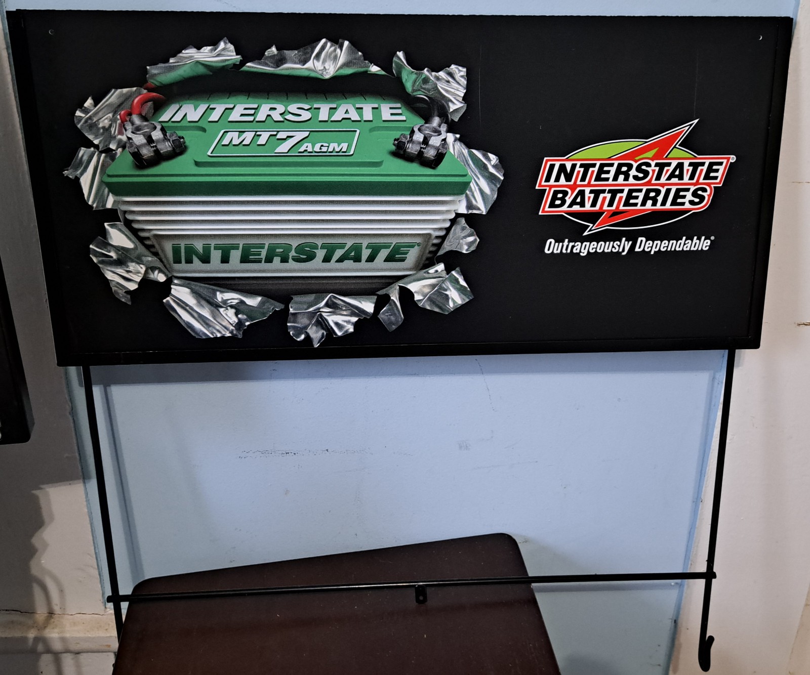 Vintage Interstate Batteries Double Sided Rack Topper Sign