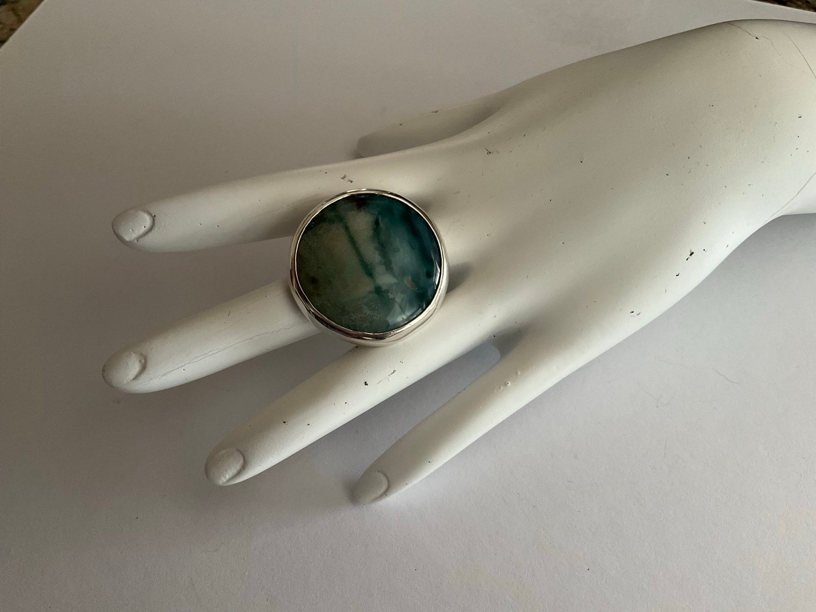 JOLA Sterling Silver and Genuine Blue Jasper Stone Custom Ring