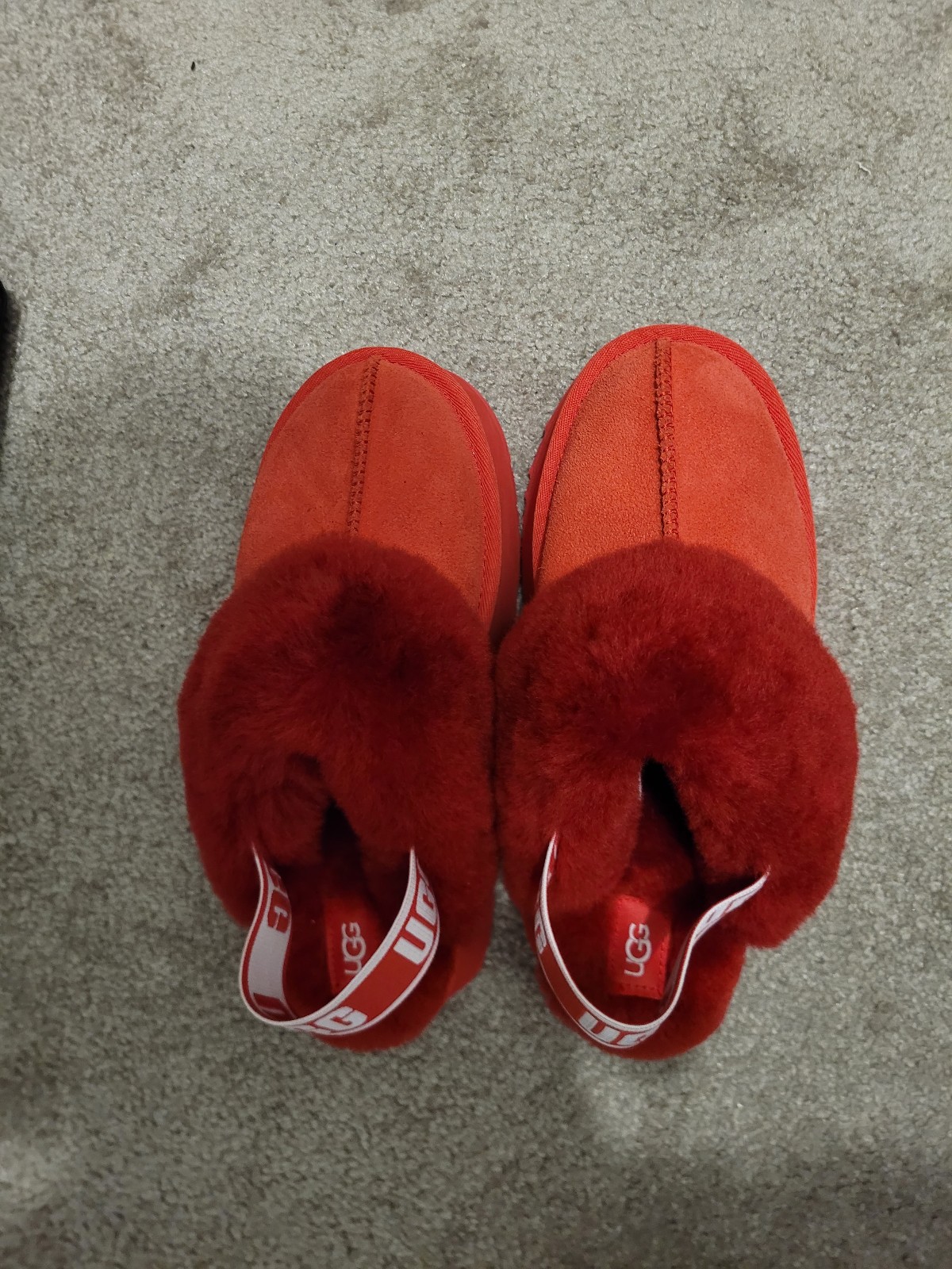 Ugg Red Funkette Platform Slippers Women Size 7
