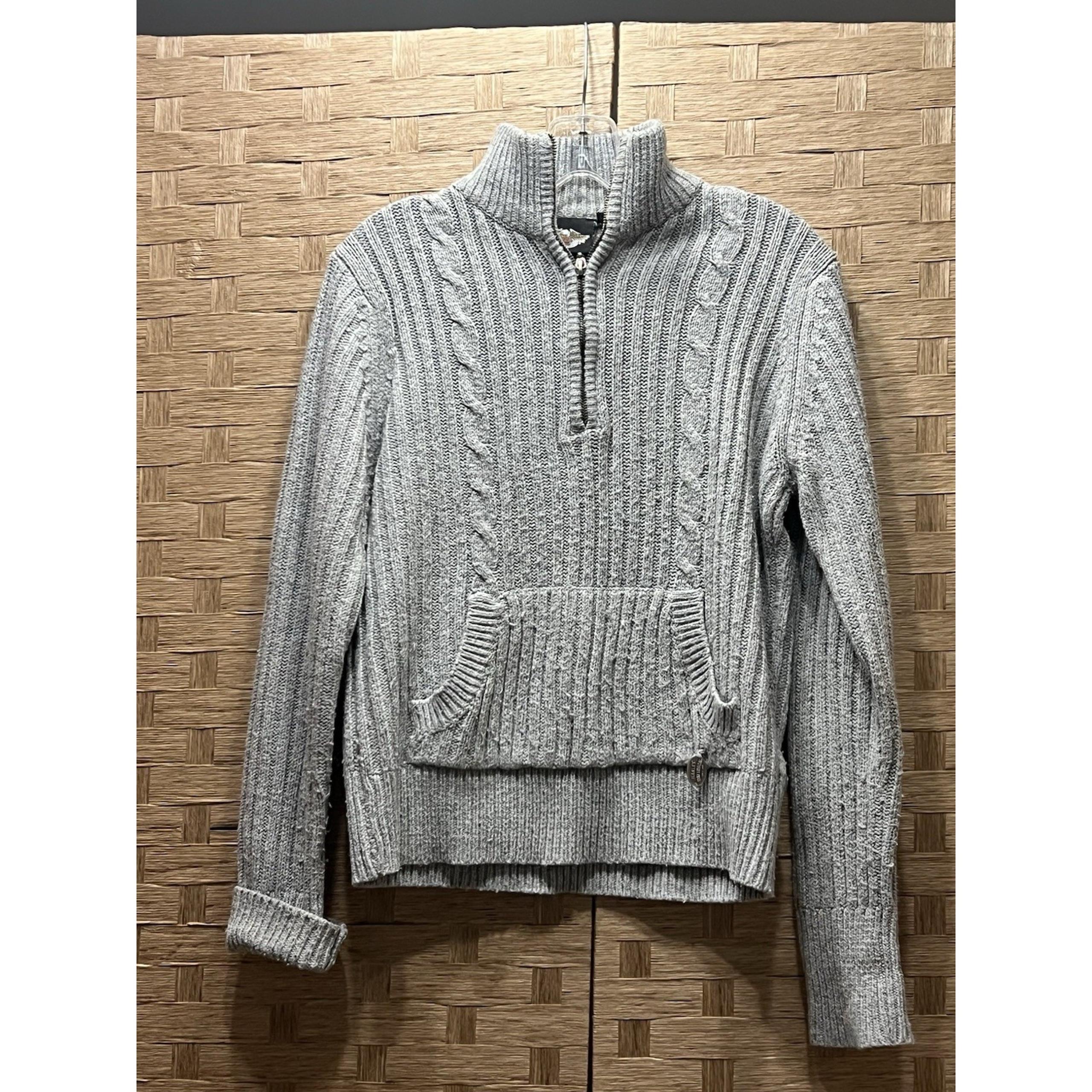 Harley Davidson Women's Half Zip Sweater Kangaroo Pocket Sz M Embroidered Logo